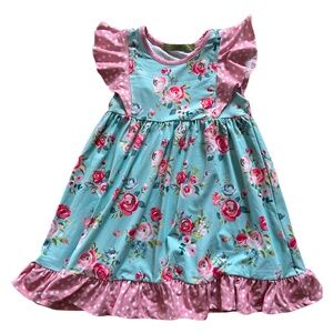 Millie Loves Lily Pink and Light Blue Cotton Dress (5Y)